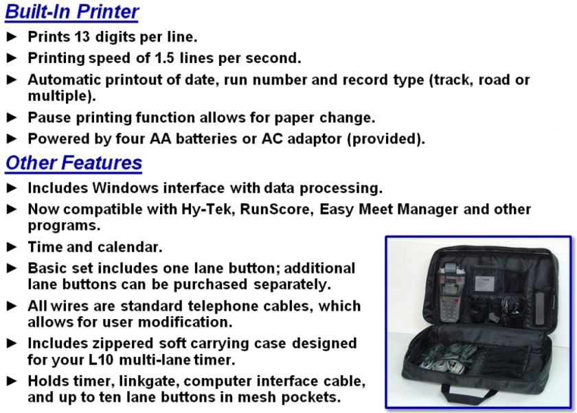 ULTRAK L10+CASE Multi Lane Timer w/ Computer Interface  