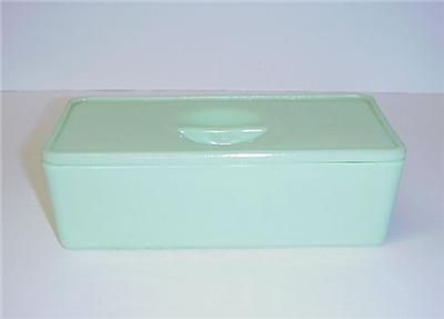 JEANNETTE JADITE JADEITE COVERED REFRIGERATOR DISH & LID 1930S  