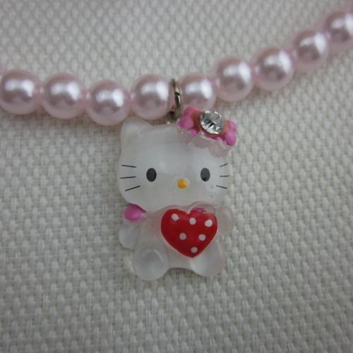 Hellokitty KT Pearl Necklace Bracelet Bangle Ring Set Kid Girl Gift 