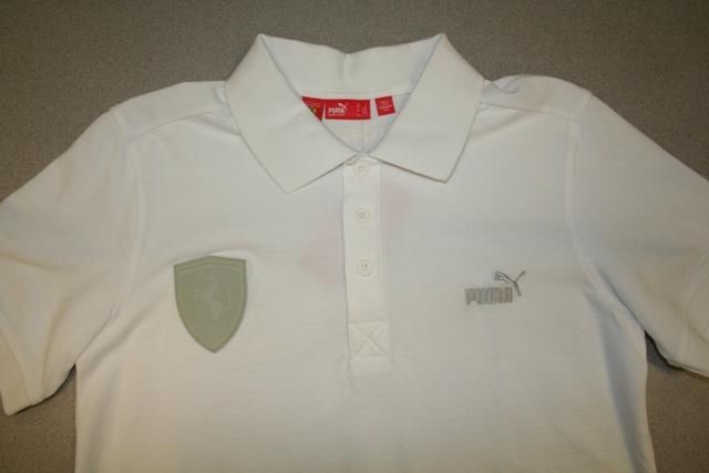 MENS WHITE PUMA FERRARI POLO W/FERRARI LOGO~XL  