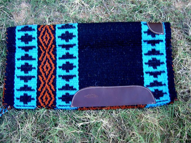 WOOL WESTERN SHOW TRAIL SADDLE PAD BLANKET BLACK TACK  