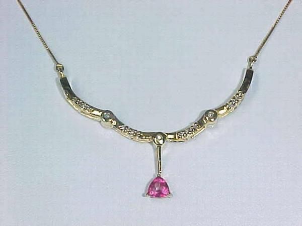   CONVERTIBLE 2 WAY TRILLION HOT PINK TOPAZ DIA NECKLACE 6.6GRAM  