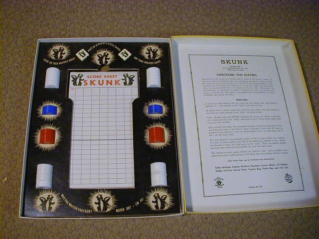 Vintage 1953 Schaper SKUNK Dice Game Complete Nice  