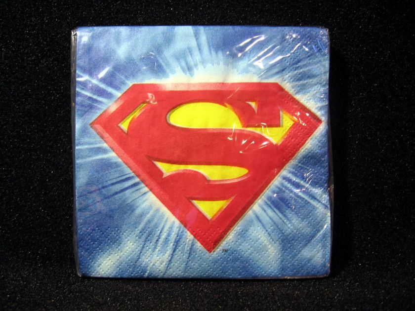 Theme Superman 16 Dessert Napkins by Hallmark Made in U.S.A.