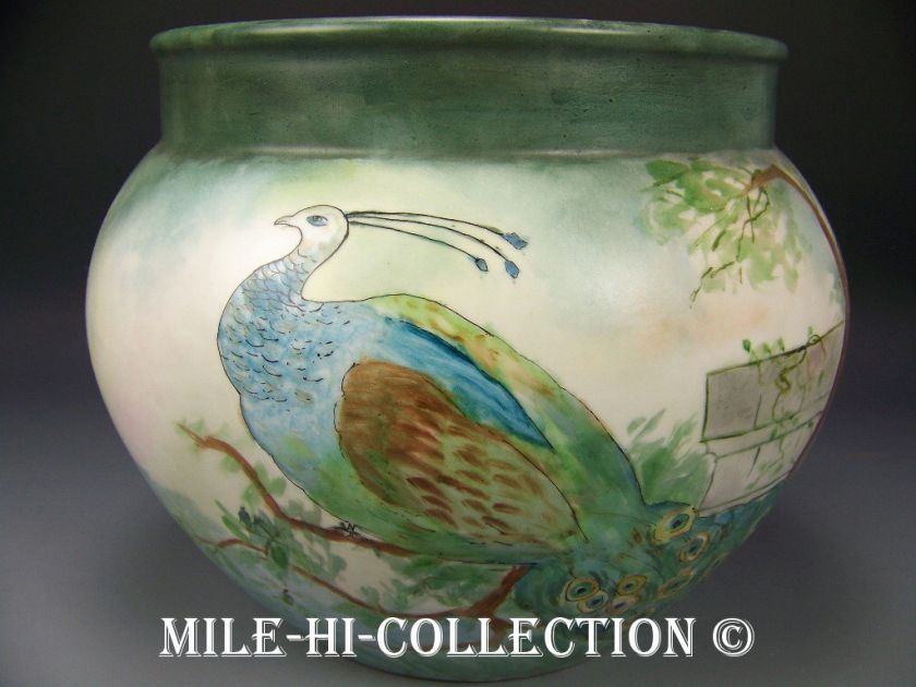 LIMOGES FRANCE HAND PAINTED PEACOCK GOOSE FROG SEA LIFE SEASHORE VIEW 