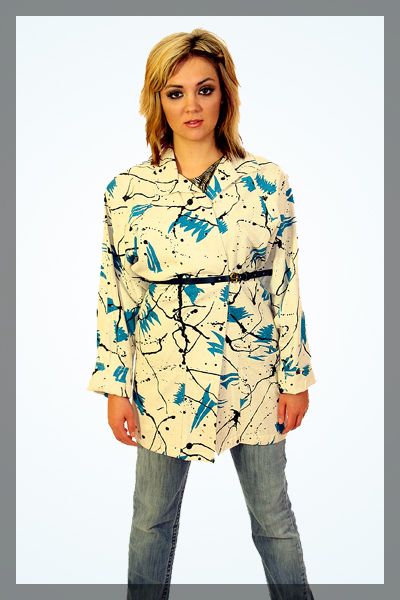 Vintage 80s Slouch New Wave Splatter Paint Jacket Coat  