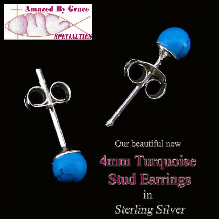 Sterling Silver 4mm Turquoise Ball Stud Earrings  