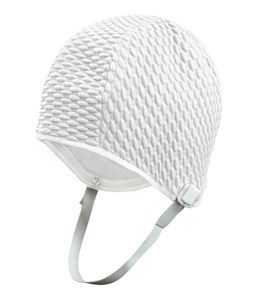 Bubble Crepe Strapped Swim Cap (White)  