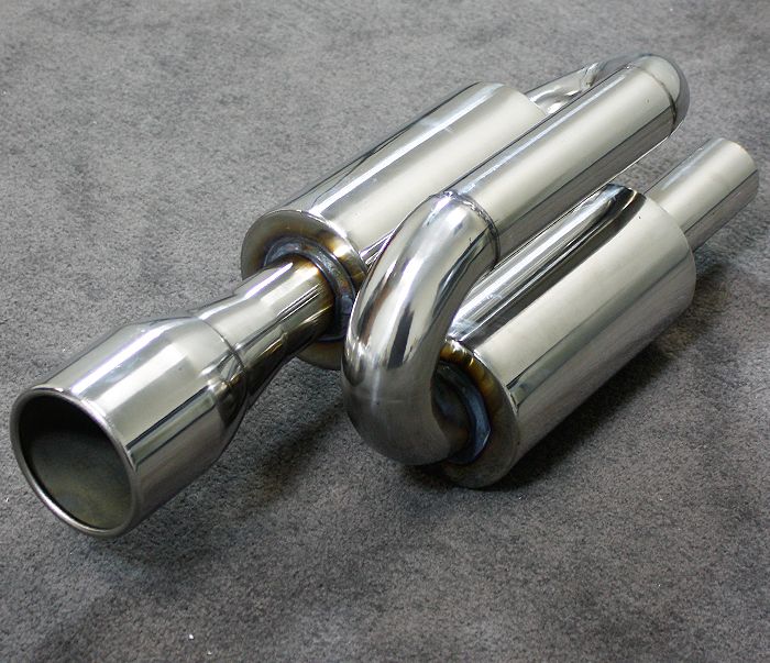 UNIVERSAL 3.5 TIP STAINLESS TWIN LOOP HIGH FLOW/PERFORMANCE MUFFLER 