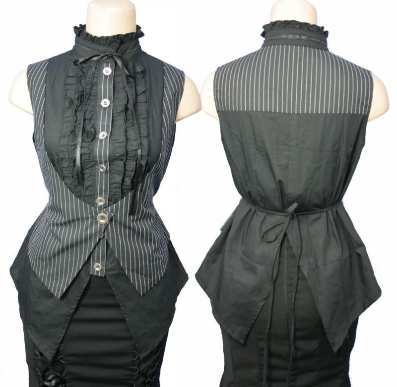 V5,GOTHIC LOLITA PUNK STRIPY CORSET VEST  