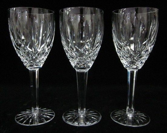 LOT 3 WATERFORD Crystal Quilted Pattern Wine Glasses  