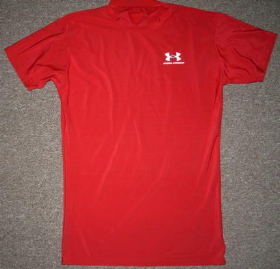 Under Armour Heatgear Red SS Mock Top Youth L EUC  